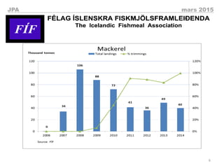 6
JPA mars 2015
FÍF
FÉLAG ÍSLENSKRA FISKMJÖLSFRAMLEIÐENDA
The Icelandic Fishmeal Association
FÍF
FÉLAG ÍSLENSKRA FISKMJÖLSFRAMLEIÐENDA
The Icelandic Fishmeal Association
 