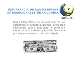 Son fundamentales en la estabilidad de las economías en desarrollo, además  es de gran importancia para el país para no sentir tan fuerte  la deuda externa y la crisis financiera por la que atraviesa actualmente el país.  