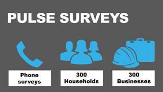 PULSE SURVEYS
Phone
surveys
300
Households
300
Businesses
 