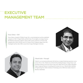 Devyani Vaishampayan
Devyani Vaishampayan is the global Head of HR at Rolls Royce
for the Marine Services business.
Her previous experience includes being Group HR Director for
AET Tankers (subsidiary of MISC with reporting to the Board)
and large Regional roles at the British Gas Group, Lucent
Technologies and Citigroup. In addition she has had consulting
experience at Price Waterhouse and at a boutique firm.

Devyani is a specialist in facilitating, managing and anticipating
HR issues to help organisations stay competitive. In addition to
being a trained Behavioural Scientist, Devyani holds a degree in
Electronics and an MBA.
Devyani is an investor in The HR Fund. She is also on the board
of Directors.

Archana Bhaskar
Archana Bhaskar is currently Head Talent & Development,
Downstream Businesses for Shell and is based out of
Singapore.

Director at Shell India. She was earlier HR Director UFS Europe
at Unilever. She is an IIM Bangalore Alumni and also holds a
degree from Lady Shriram College, New Delhi.

Prior to her current role at Shell Singapore, she was HR

Archana is an investor in The HR Fund.

Manojit Sen
Manojit Sen is currently Head of Learning for Shell’s Supply
& Distribution, Strategy & Portfolio and Alternative Energies
businesses and is based in Singapore.

businesses in Downstream. He has worked in regional and local
HR roles in Shell, Coca-Cola and Marico. Manojit is a graduate
from TISS, Mumbai.

Prior to this Manojit has been the Global HR Manager
for Marine and the Global Talent Manager for Shell’s B2B

Manojit is an investor in The HR Fund.

Sonali Roychowdhury
Sonali Roychowdhury heads Human Resources for the Indian
operations of US Multinational, Procter and Gamble.
She is an alumni of XLRI Jamshedpur, and has 15 years of
experience across P&G businesses having lived and worked
in India, Singapore and Vietnam. Sonali has built expertise

in Organization Design, Leadership and Talent Development,
Change Management, Employee Relations , Strategic Business
Account Partnership, Diversity & Inclusion, and building high
performance teams. Sonali is based in Mumbai.
Sonali is an investor in The HR Fund.

 