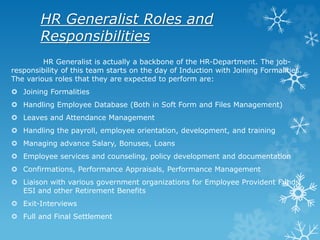 Hr Generalist Role