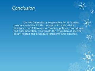 Hr Generalist Role