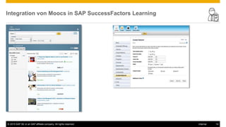 © 2015 SAP SE or an SAP affiliate company. All rights reserved. 14Internal
Integration von Moocs in SAP SuccessFactors Learning
 