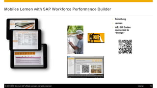© 2015 SAP SE or an SAP affiliate company. All rights reserved. 15Internal
Mobiles Lernen with SAP Workforce Performance Builder
• Erstellung
• Lernen
• IoT: QR Codes
connected to
“Things”
 