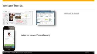 © 2015 SAP SE or an SAP affiliate company. All rights reserved. 21Internal
Weitere Trends
Adaptives Lernen, Personalisierung
Learning Analytics
 