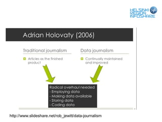 http://www.slideshare.net/rob_jewitt/data-journalism
 