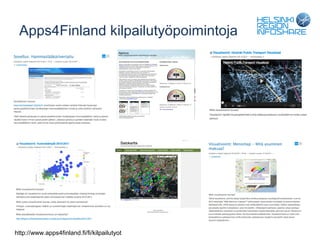 Apps4Finland kilpailutyöpoimintoja




http://www.apps4finland.fi/fi/kilpailutyot
 