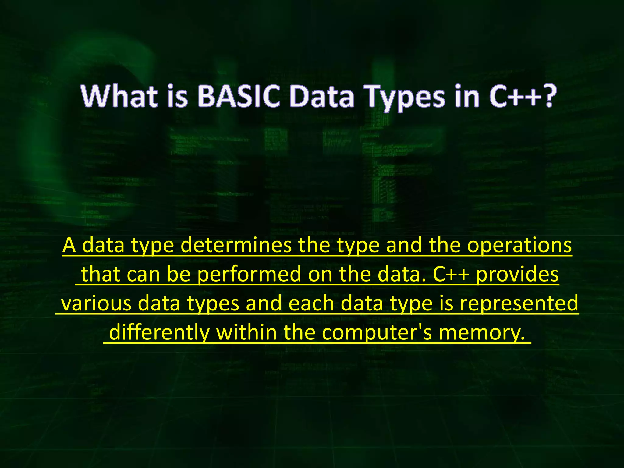 Basic Data Types in C++ | PPTX