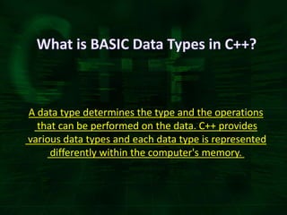 Basic Data Types in C++ | PPTX