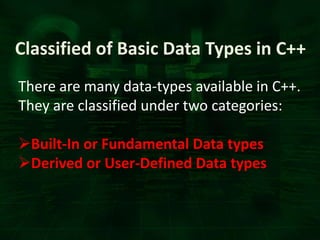 Basic Data Types in C++ | PPTX