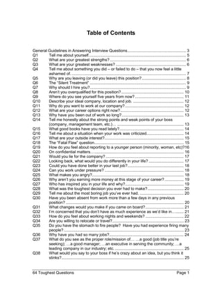 Interview Guide Questions Table HR Interview Questions and Answers | PDF