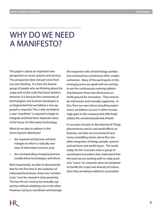 6
smart systems manifesto white paper
This paper is about an important new
perspective on smart systems and services.
This...