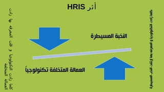 ‫أثر‬HRIS‫زادت‬‫بها‬‫المعرفه‬‫قلت‬‫و‬‫التكنولوجيا‬‫زادت‬‫كلما‬
‫المتخلفة‬‫العمالة‬
 