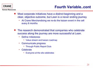 Fourth Variable..cont <ul><li>Most corporate initiatives have a distinct beginning and a clear, objective outcome, but Lea...