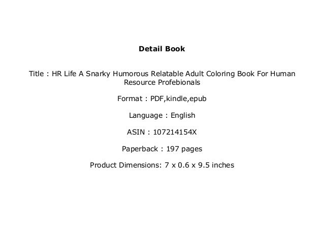 Download Pdf No Cost Library Hr Life A Snarky Humorous Relatable Adult Col