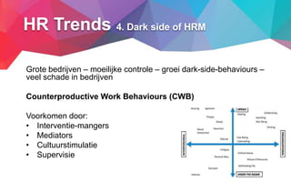 Grote bedrijven – moeilijke controle – groei dark-side-behaviours –
veel schade in bedrijven
Counterproductive Work Behavi...