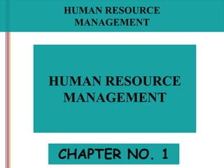 HUMAN RESOURCE
MANAGEMENT
HUMAN RESOURCE
MANAGEMENT
CHAPTER NO. 1
 