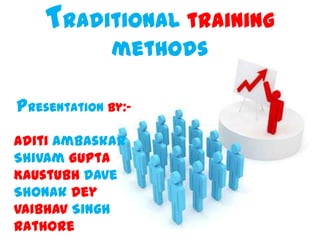 Traditional training
methods
Presentation by:Aditi Ambaskar
Shivam Gupta
Kaustubh Dave
Shonak Dey
Vaibhav Singh
Rathore

 