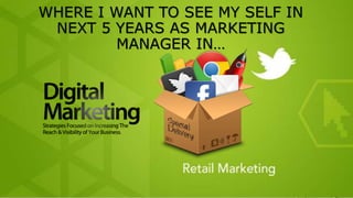 WHERE I WANT TO SEE MY SELF IN 
NEXT 5 YEARS AS MARKETING 
MANAGER IN… 
 