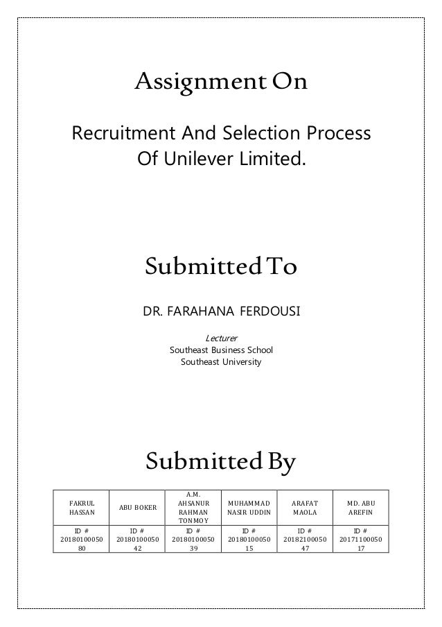 recruitment and selection process assignment 1