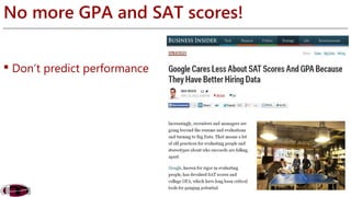 No more GPA and SAT scores! 
 Don’t predict performance 
 