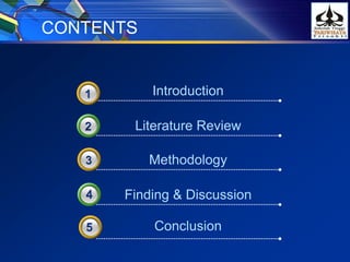 CONTENTS
Literature Review
Finding & Discussion
Methodology3
Introduction3
Conclusion3
 