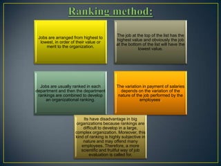 Job Ranking Manager Hrm job evaluation | PPTX