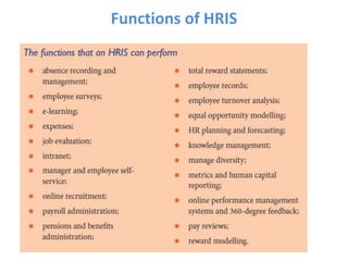 Functions of HRIS
 