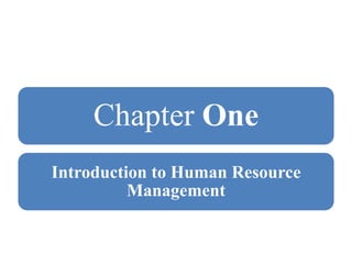 Chapter One
Introduction to Human Resource
Management
 