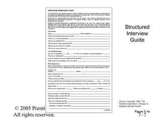 Structured
                                  Interview
                                    Guide




                            Source: Copyright 1992. The
                            Dartnell Corporation, Chicago, IL.
                            Adapted with permission.
© 2005 Prentice Hall Inc.                    Figure 7–1a
All rights reserved.                             7–7
 