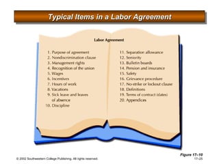 Typical Items in a Labor Agreement Figure 17 –10 