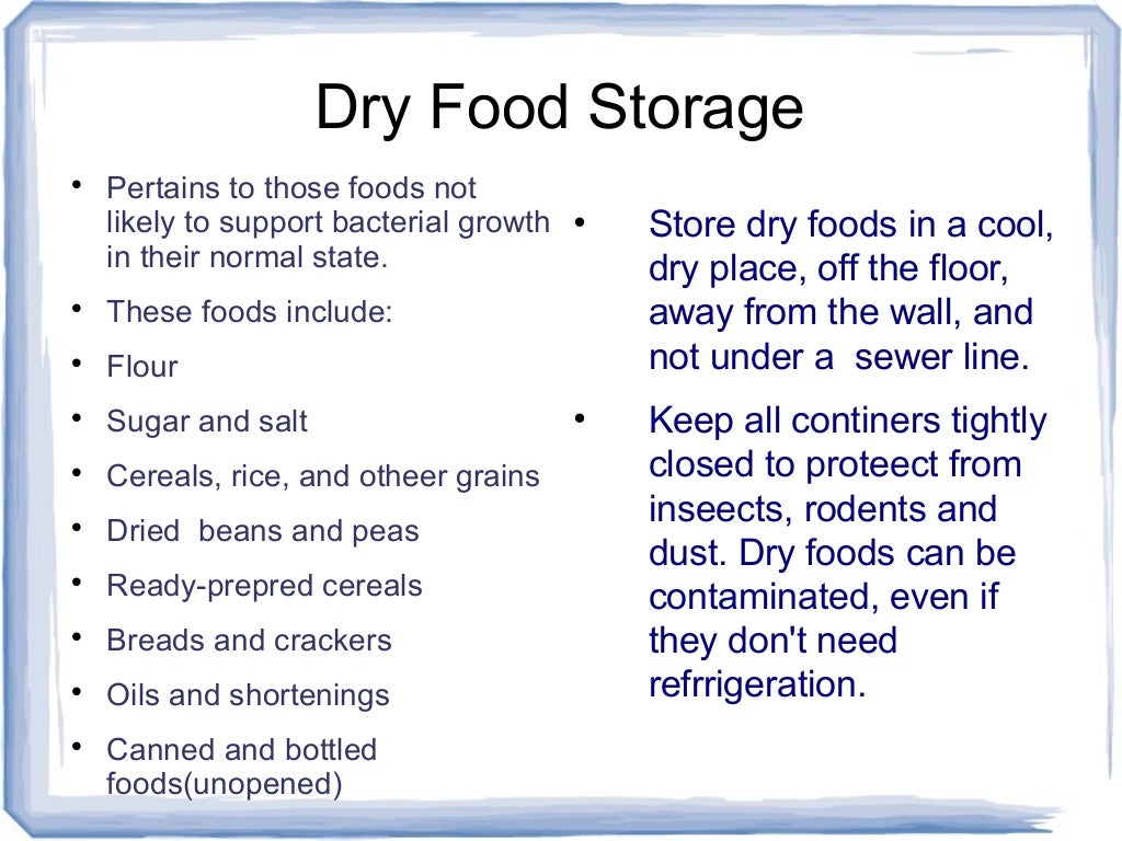 KEEPING FOOD SAFE IN STORAGE