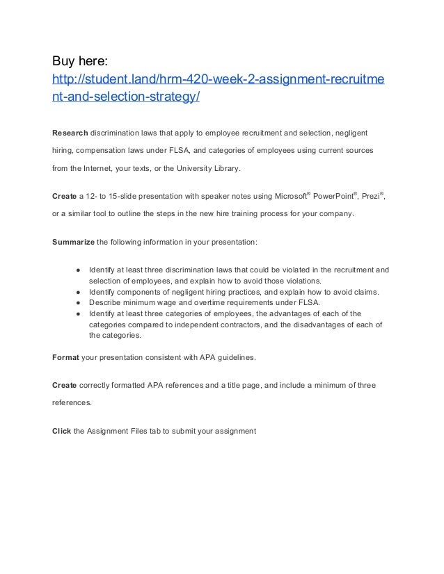 recruitment and selection assignment 2