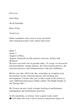 HRM500 Week 4 Scenario Script The Selection Process Slide #Sc.docx
