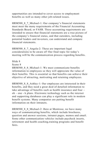 HRM500 Week 8 Scenario Script Providing Employee Benefits Slide.docx