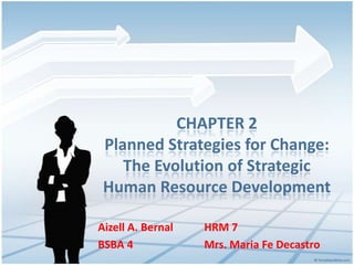CHAPTER 2
Planned Strategies for Change:
The Evolution of Strategic
Human Resource Development
Aizell A. Bernal HRM 7
BSBA 4 Mrs. Maria Fe Decastro
 