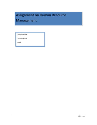 Assignment on Human Resource
Management

Submitted By:
Submitted to:
Date:

1|Page

 