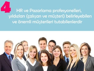 4    HR ve Pazarlama profesyonelleri,
yıldızları (çalışan ve müşteri) belirleyebilen
  ve önemli müşterileri tutabilenlerdir
 