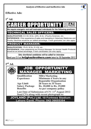 Analysis of Effective and Ineffective Ads

Effective Ads:

1st Ad.




2nd Ad.




19 | P a g e
 