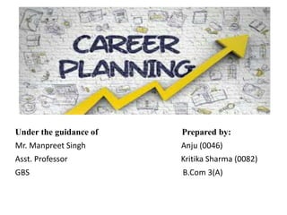 Under the guidance of Prepared by:
Mr. Manpreet Singh Anju (0046)
Asst. Professor Kritika Sharma (0082)
GBS B.Com 3(A)
 
