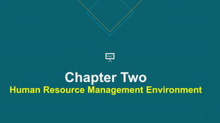 Chapter Two
Human Resource Management Environment
1
 