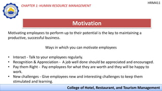 Introduction to Human Resource Management in Hospitality Industry | PPTX