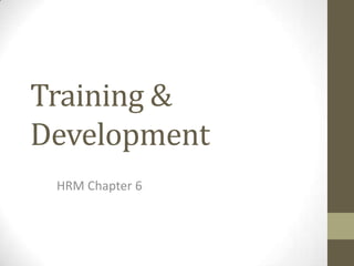 Training &
Development
HRM Chapter 6

 