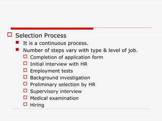 Unit 6, Selection Process, Human Resource Management | PPT