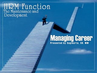 Managing Career
Presented by Sugiharto, SH. MM
 