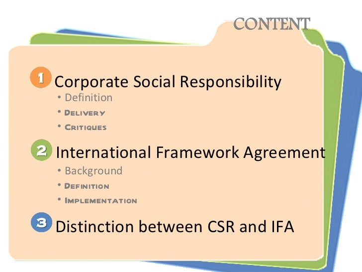 Corporate Social Responsibility and International Framework Agreement