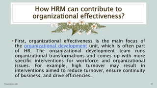 HRM and Organizational Effectiveness