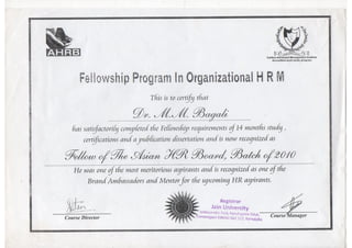 AHRB - CAMi - Global Certification / MM Bagali / India / Organisational HRM 