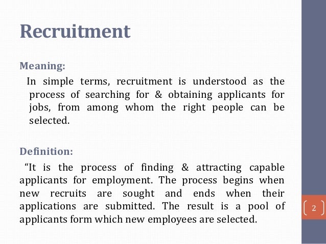 recruitment policy meaning in english