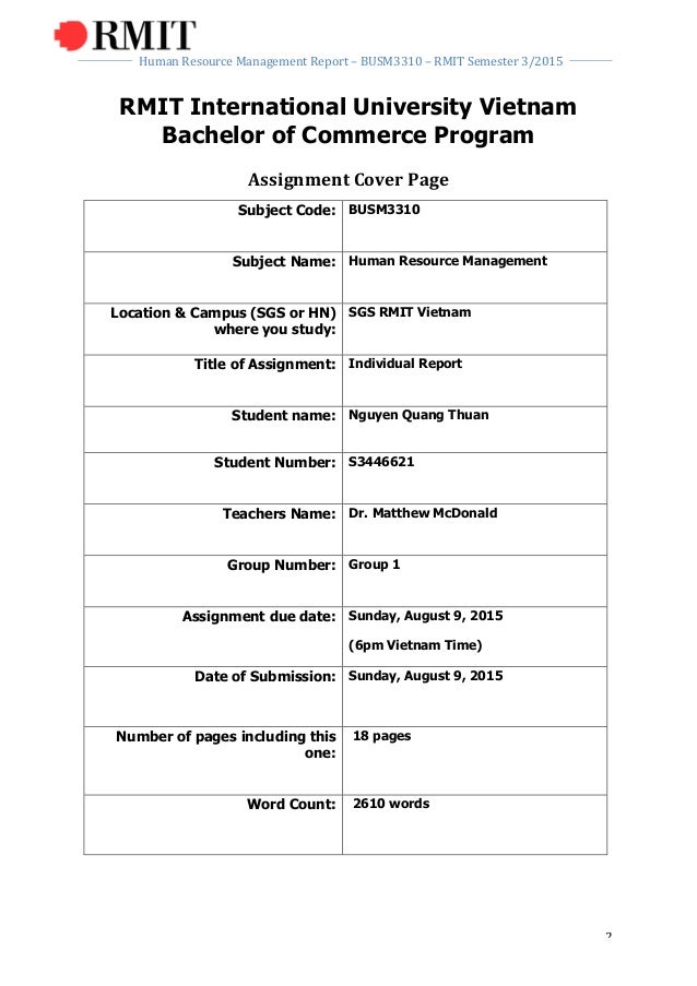 rmit assignment cover sheet